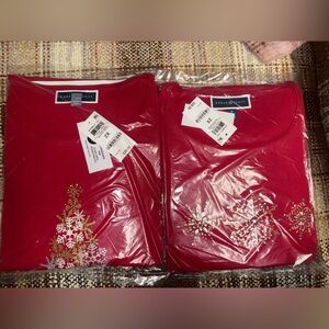 Karen Scott Red Tops with Snowflake/Christmas tree brand new pair
